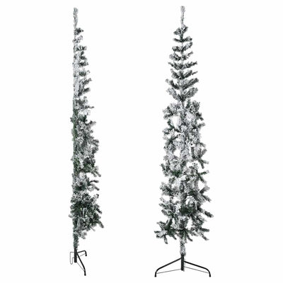 Slim Artificial Half Christmas Tree with Flocked Snow 240 cm