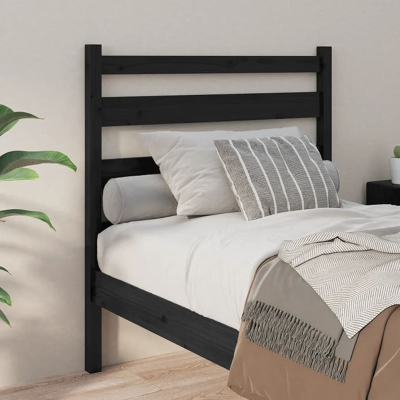 Bed Headboard Black 96 cm Solid Wood Pine