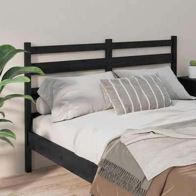 Bed Headboard Black 156 cm Solid Wood Pine