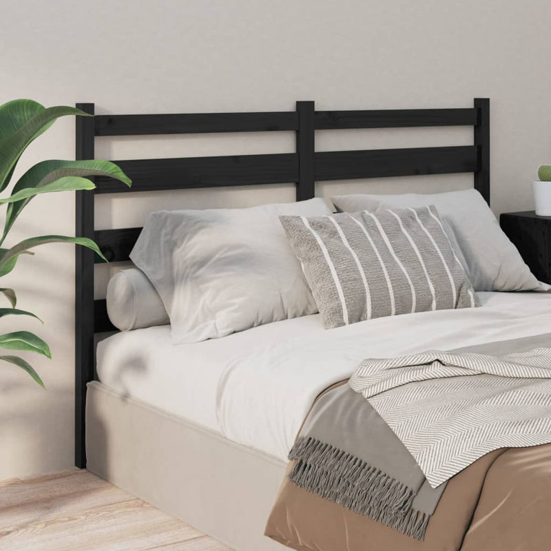 Bed Headboard Black 156 cm Solid Wood Pine