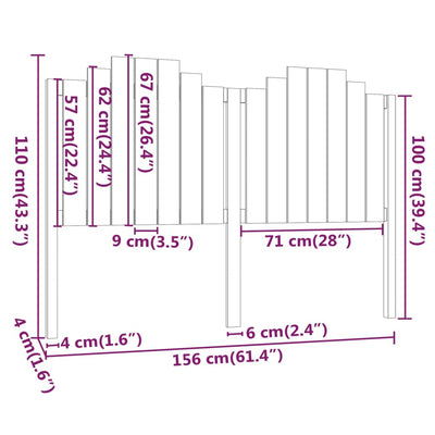 Bed Headboard Black 156 cm Solid Wood Pine