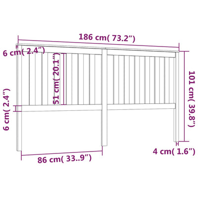 Bed Headboard 186 cm Solid Wood Pine