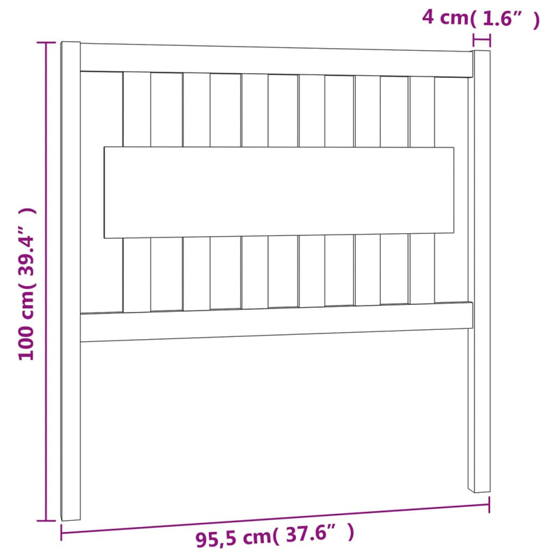 Bed Headboard White 95.5 cm Solid Wood Pine