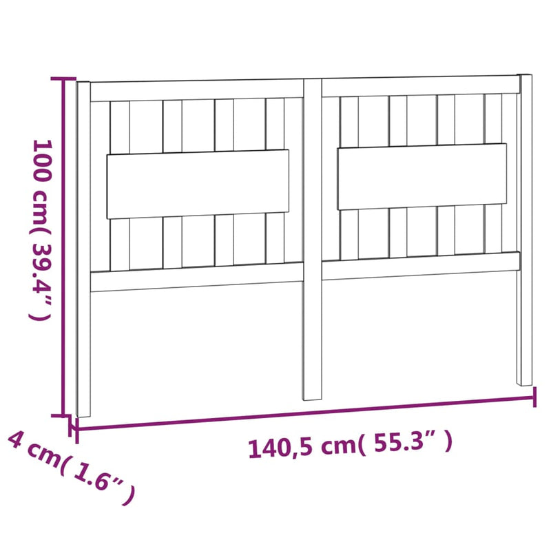 Bed Headboard 140.5 cm Solid Wood Pine