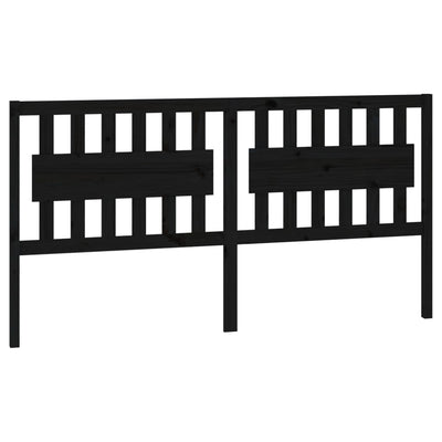 Bed Headboard Black 185.5 cm Solid Wood Pine