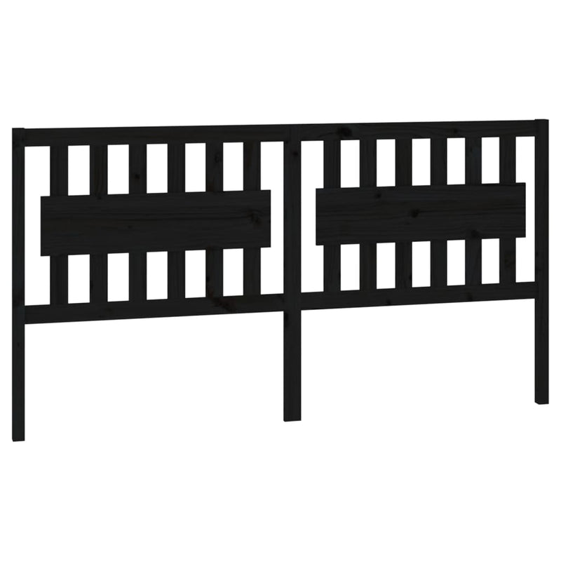 Bed Headboard Black 185.5 cm Solid Wood Pine