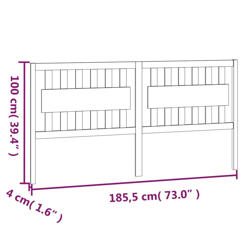 Bed Headboard Black 185.5 cm Solid Wood Pine