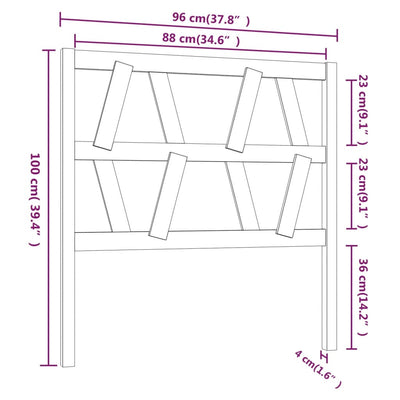 Bed Headboard White 96x4x100 cm Solid Wood Pine