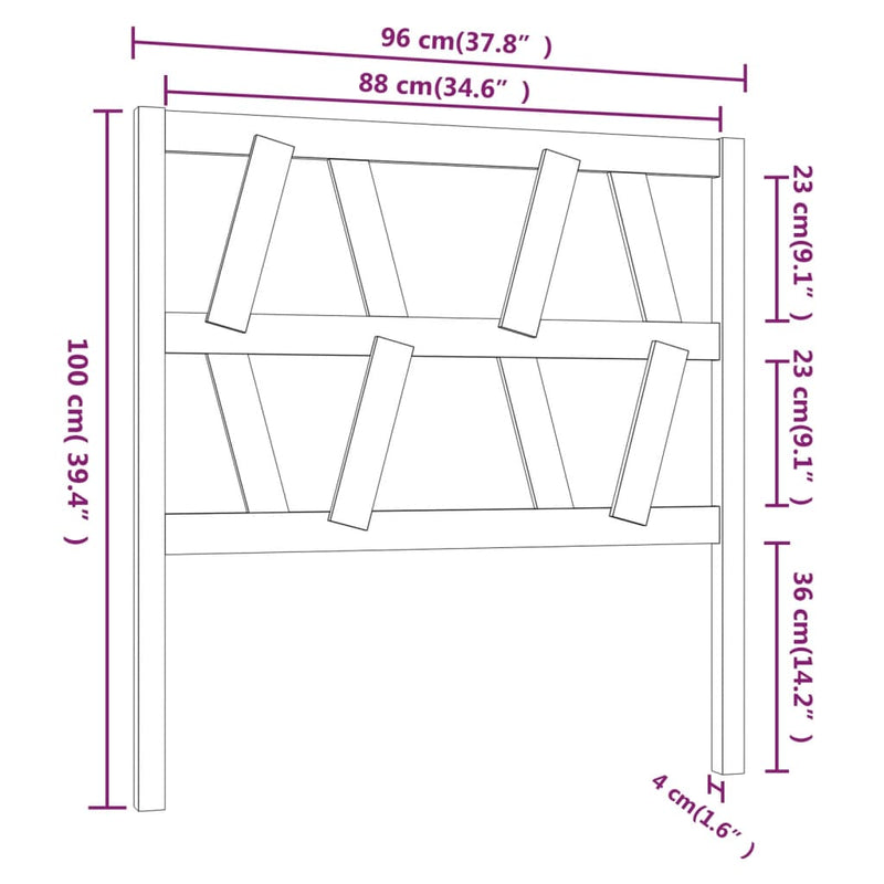 Bed Headboard White 96x4x100 cm Solid Wood Pine