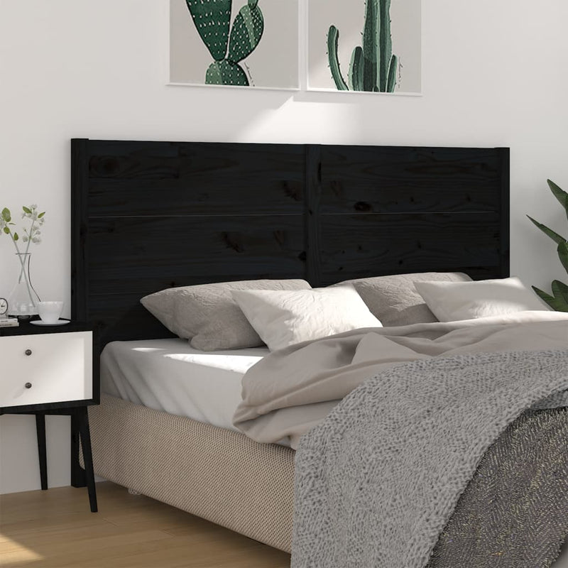 Headboard Black 141 cm Solid Wood Pine