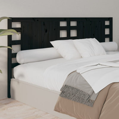 Headboard Black 141 cm Solid Wood Pine