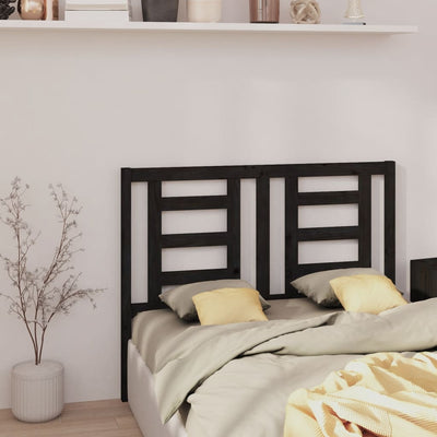 Bed Headboard Black 141 cm Solid Wood Pine