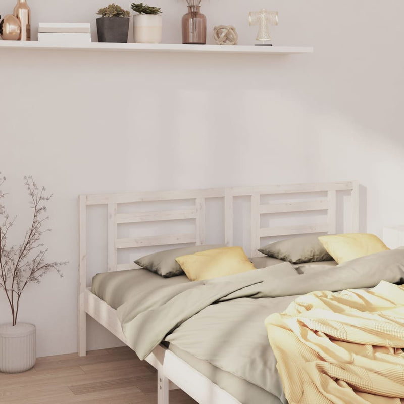 Bed Headboard White 156x4x100 cm Solid Wood Pine