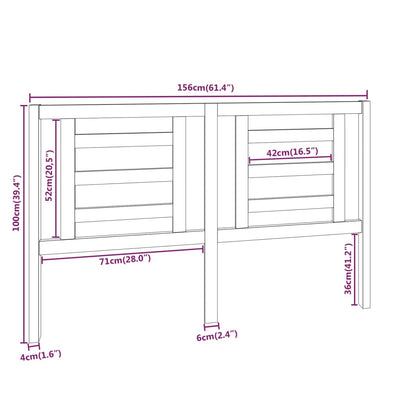 Bed Headboard White 156x4x100 cm Solid Wood Pine