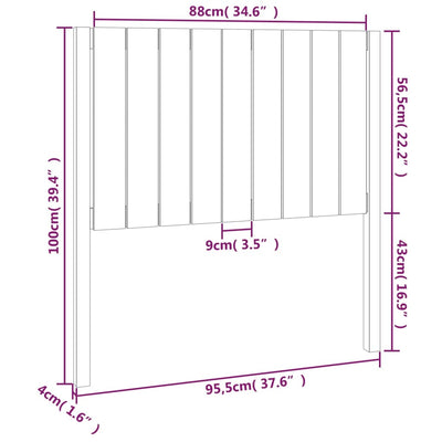 Bed Headboard 95.5 cm Solid Wood Pine