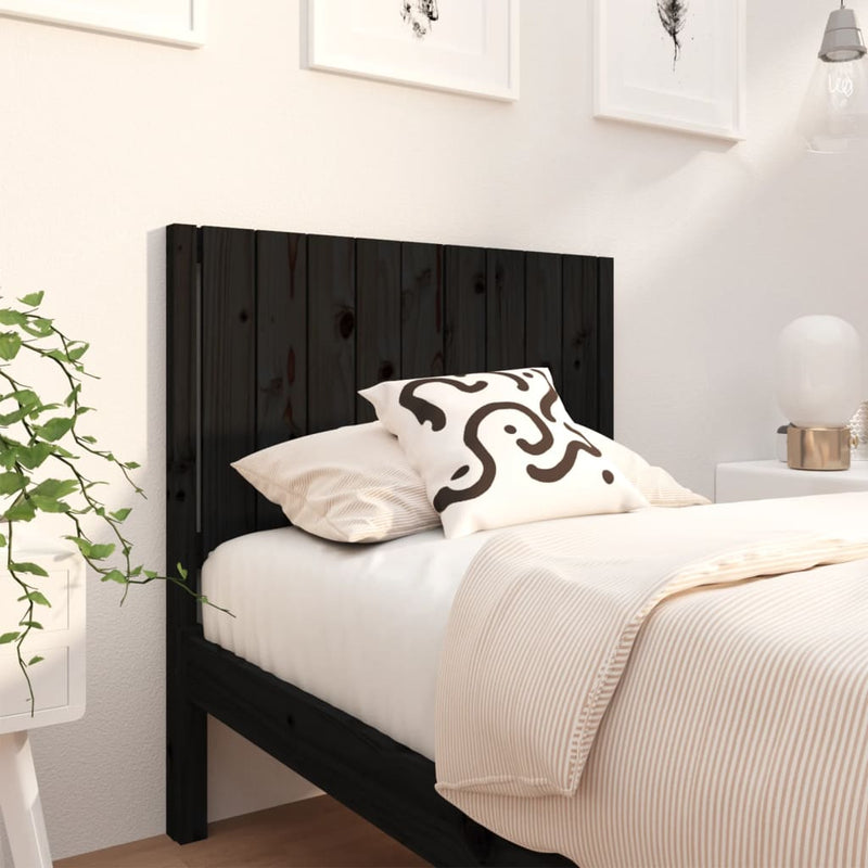 Bed Headboard Black 95.5 cm Solid Wood Pine