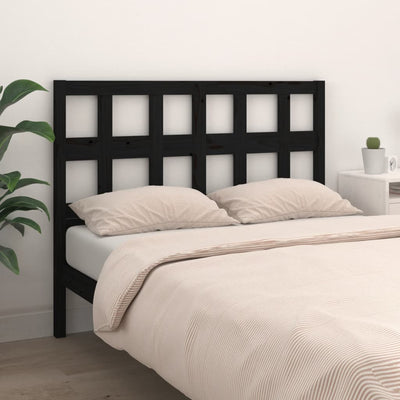 Bed Headboard Black 185.5 cm Solid Wood Pine