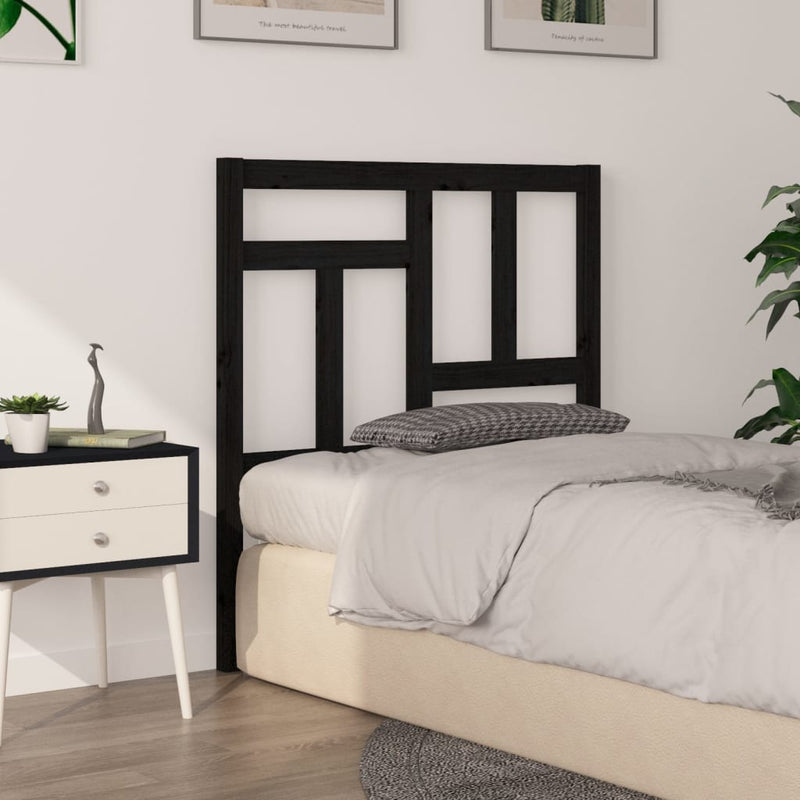 Bed Headboard Black 95.5 cm Solid Wood Pine