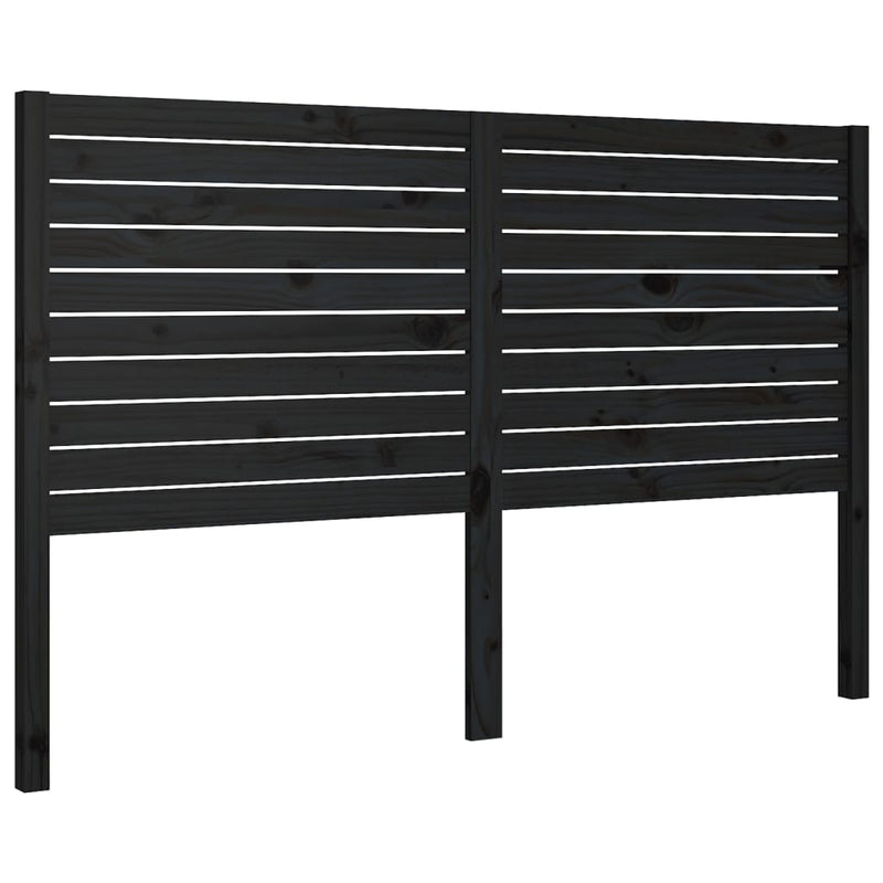 Bed Headboard Black 186 cm Solid Wood Pine