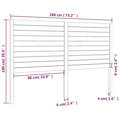 Bed Headboard Black 186 cm Solid Wood Pine