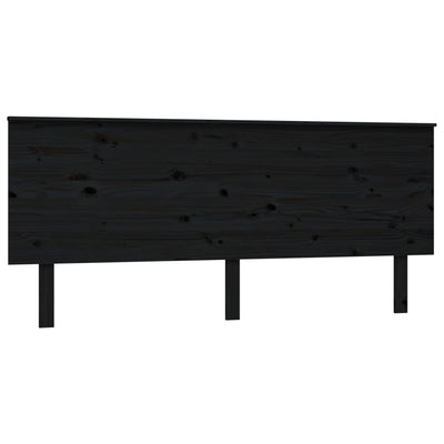 Bed Headboard Black 184 cm Solid Wood Pine