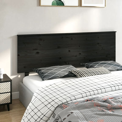 Bed Headboard Black 184 cm Solid Wood Pine