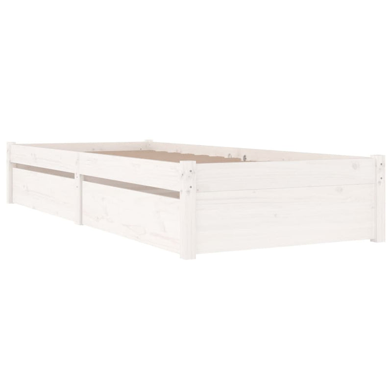 Bed Frame without Mattress with Drawers White 90x190 cm