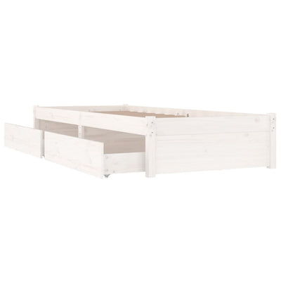 Bed Frame without Mattress with Drawers White 90x190 cm