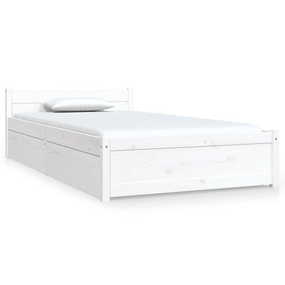 Bed Frame without Mattress with Drawers White 90x190 cm