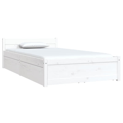 Bed Frame without Mattress with Drawers White 90x190 cm