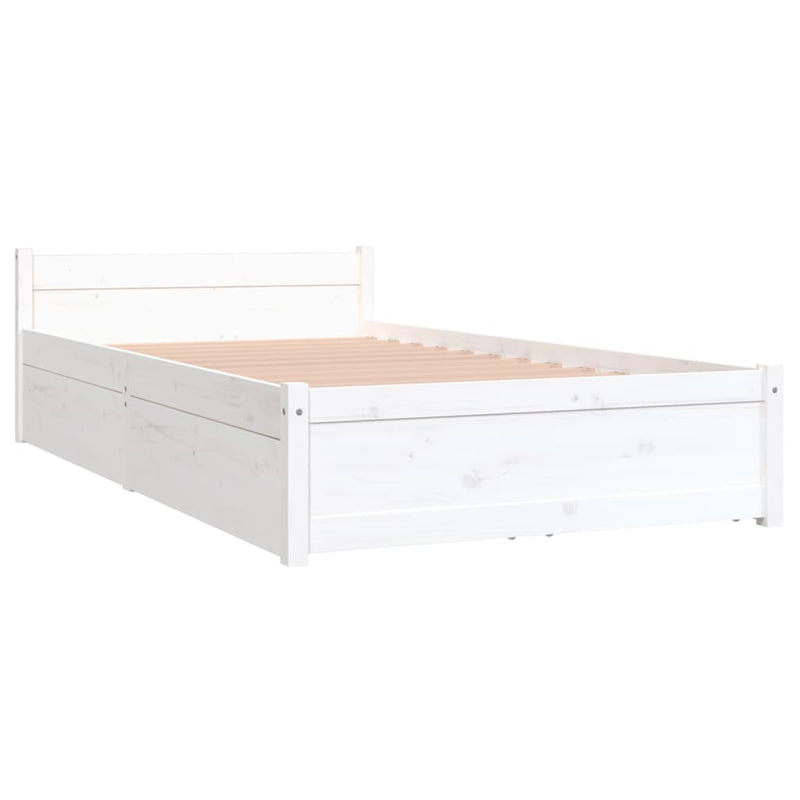 Bed Frame without Mattress with Drawers White 90x190 cm