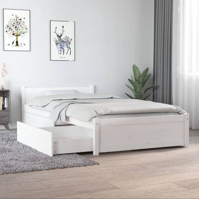 Bed Frame without Mattress with Drawers White 90x190 cm