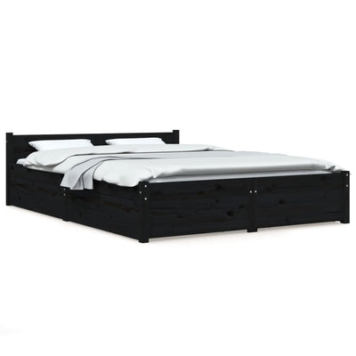 Bed Frame without Mattress with Drawers Black 150x200 cm