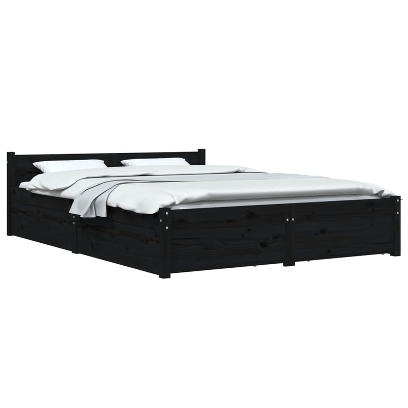 Bed Frame without Mattress with Drawers Black 150x200 cm