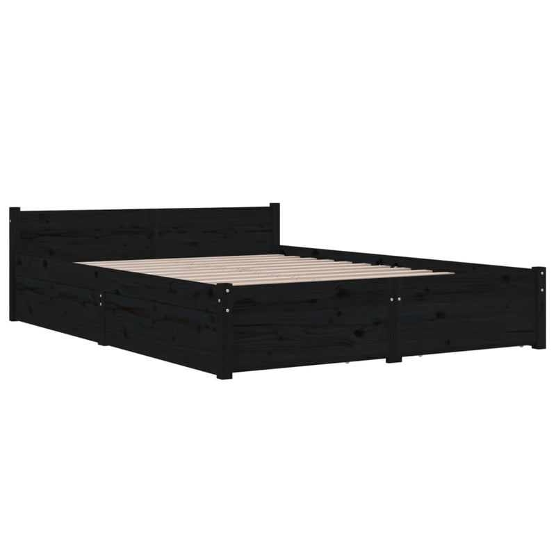 Bed Frame without Mattress with Drawers Black 150x200 cm