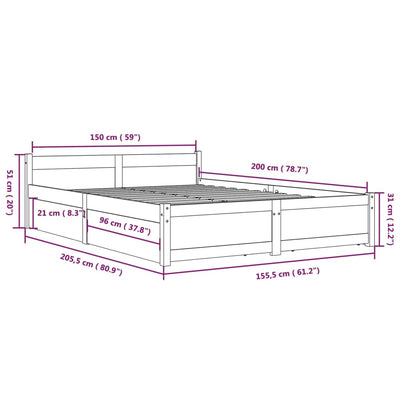 Bed Frame without Mattress with Drawers Black 150x200 cm