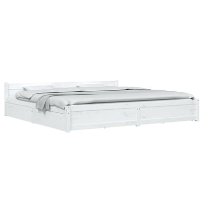 Bed Frame without Mattress with Drawers White 183x203 cm King