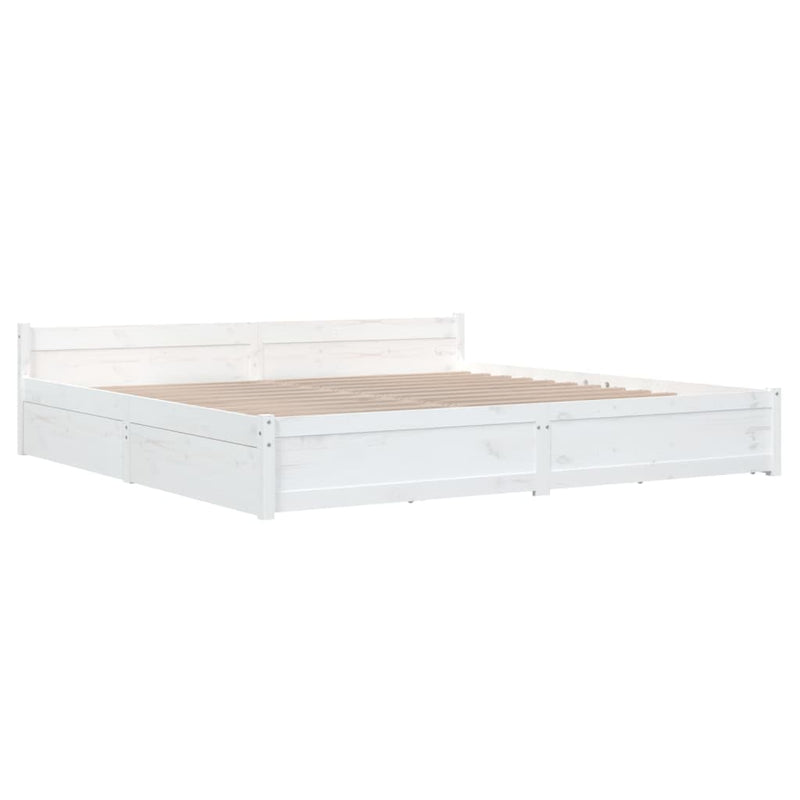 Bed Frame without Mattress with Drawers White 183x203 cm King