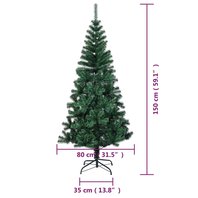 Artificial Christmas Tree with Iridescent Tips Green 150 cm PVC