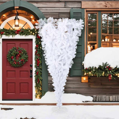 Upside-down Artificial Christmas Tree with Stand White 210 cm