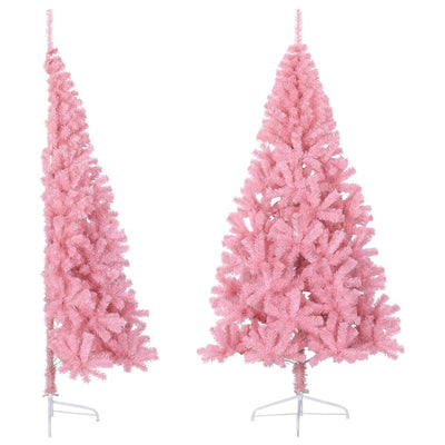 Artificial Half Christmas Tree with Stand Pink 210 cm PVC