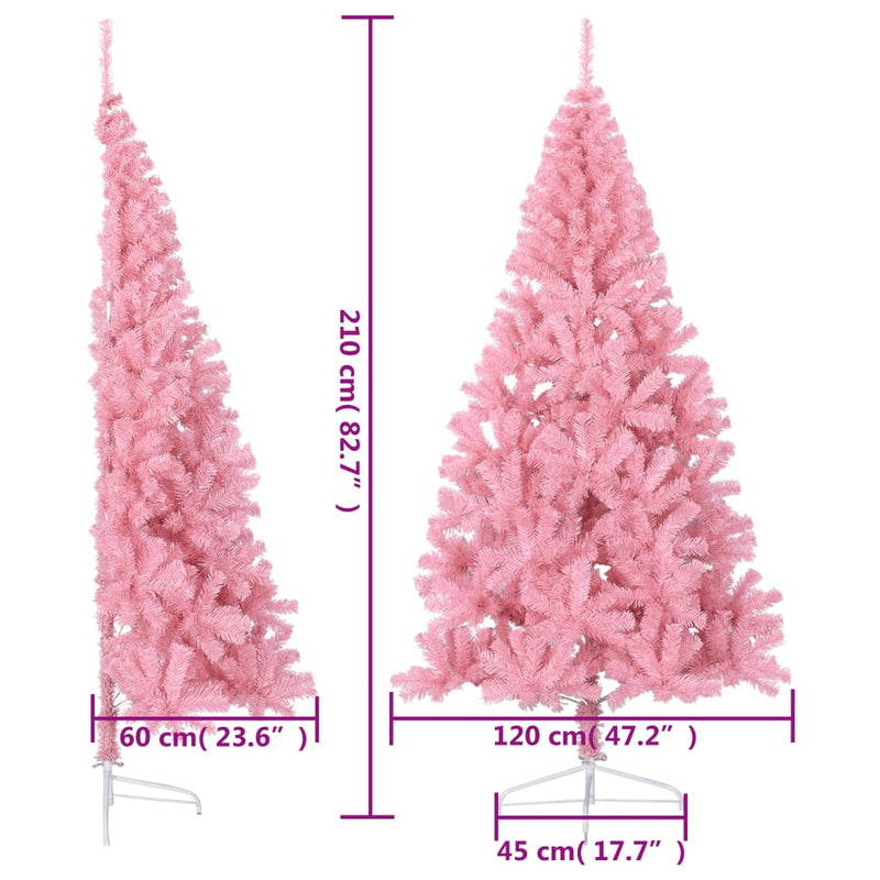 Artificial Half Christmas Tree with Stand Pink 210 cm PVC