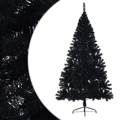 Artificial Half Christmas Tree with Stand Black 210 cm PVC