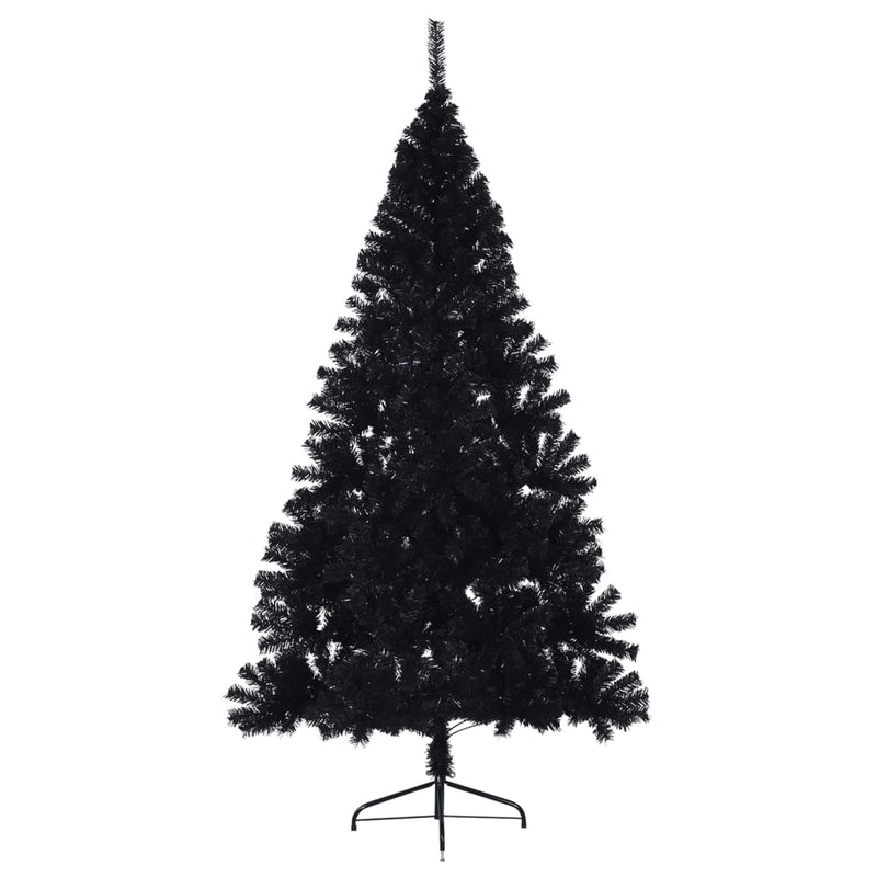 Artificial Half Christmas Tree with Stand Black 210 cm PVC