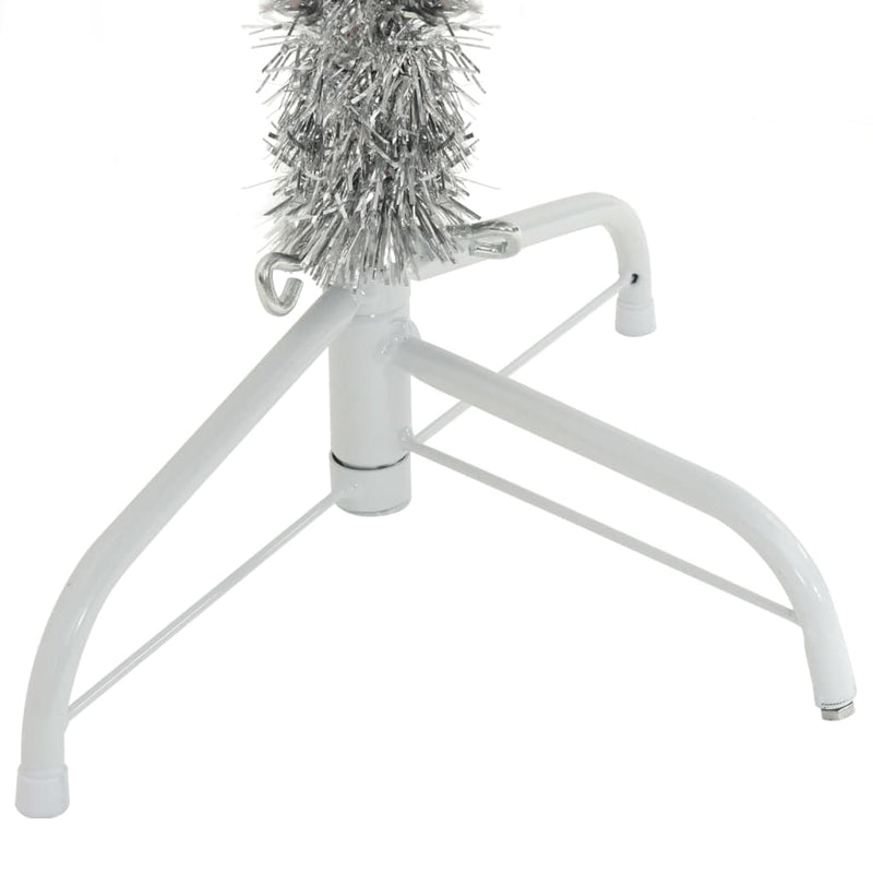 Artificial Half Christmas Tree with Stand Silver 120 cm PET