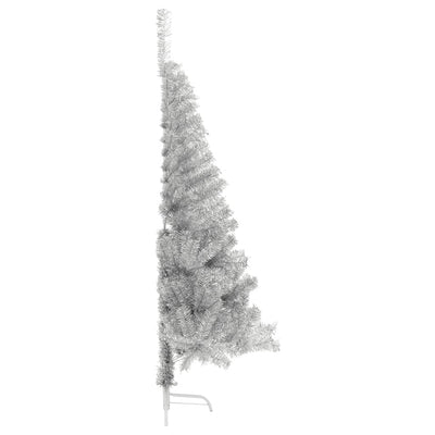 Artificial Half Christmas Tree with Stand Silver 150 cm PET