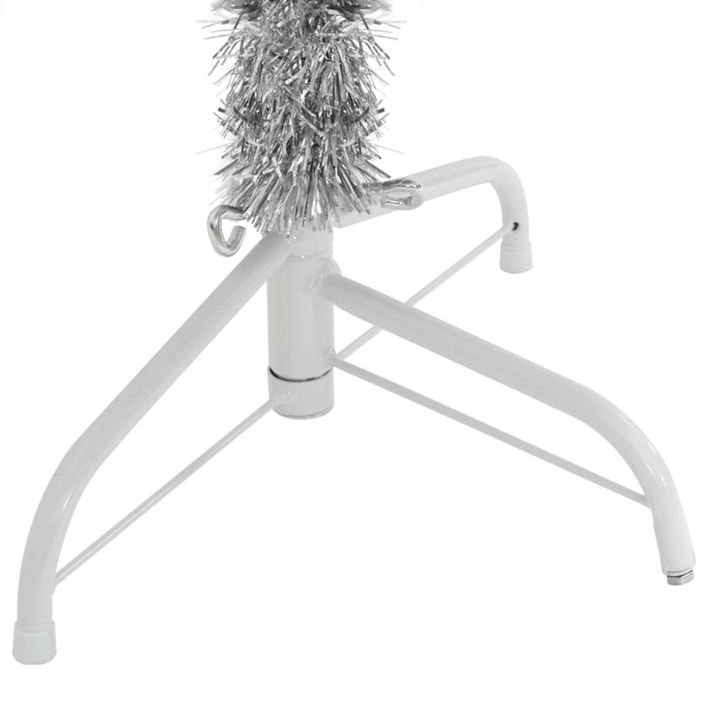 Artificial Half Christmas Tree with Stand Silver 150 cm PET