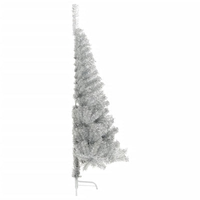 Artificial Half Christmas Tree with Stand Silver 180 cm PET