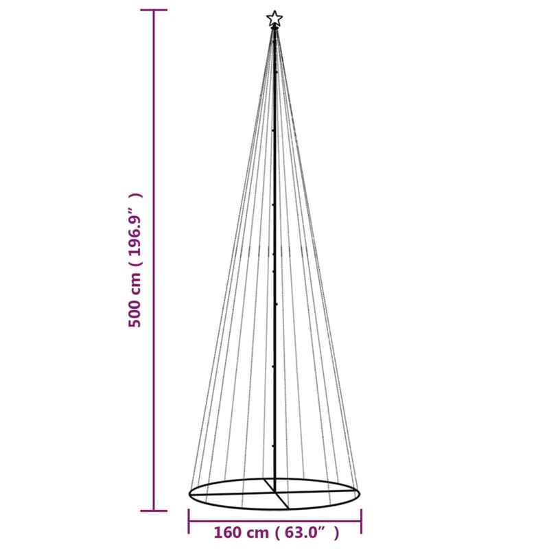 Christmas Cone Tree Warm White 732 LEDs 160x500 cm