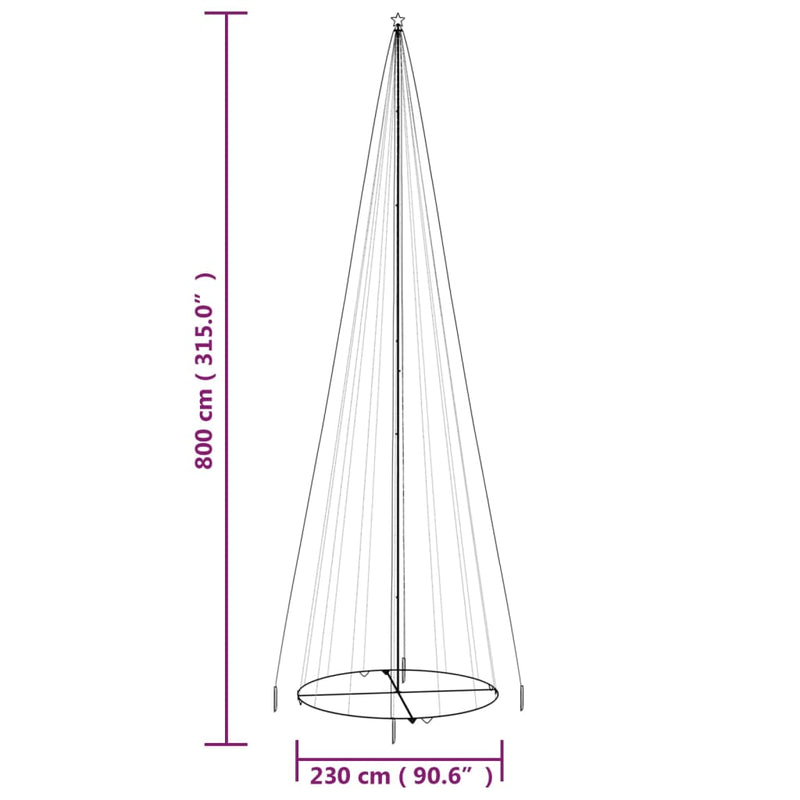 Christmas Cone Tree Warm White 3000 LEDs 230x800 cm